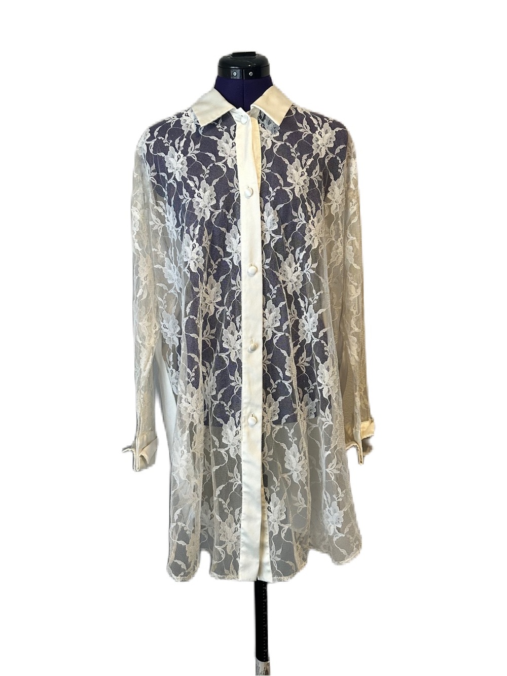 Vintage Victoria’s Secret Cream White Sheer Lace Long Sleeve Top